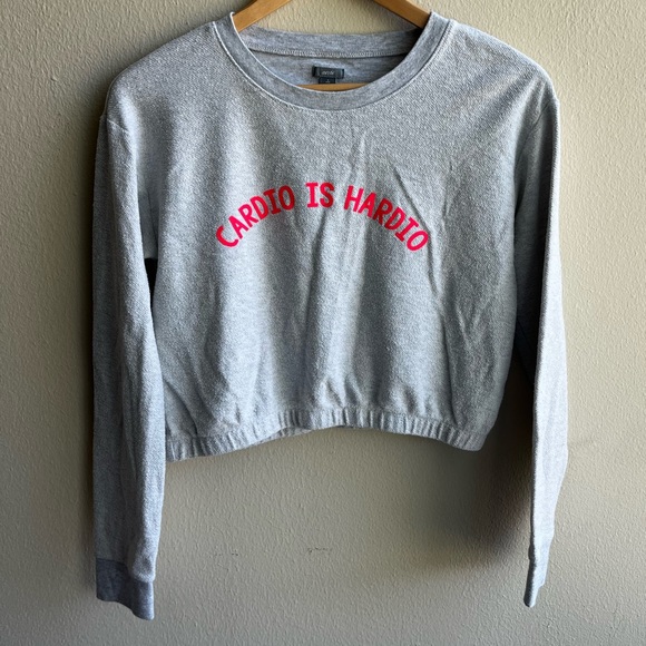 Aerie “cardio is hardio” gray cropped long sleeve - Picture 1 of 6
